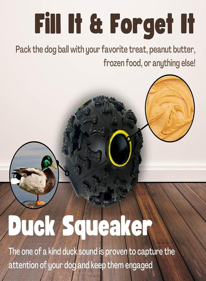 RoverPets Squeaky Ball Toy Treat Food Dispenser Ball with Duck Sound, Dental Cleaning and Interactive for Small and Medium Dogs (Black) - Image 4